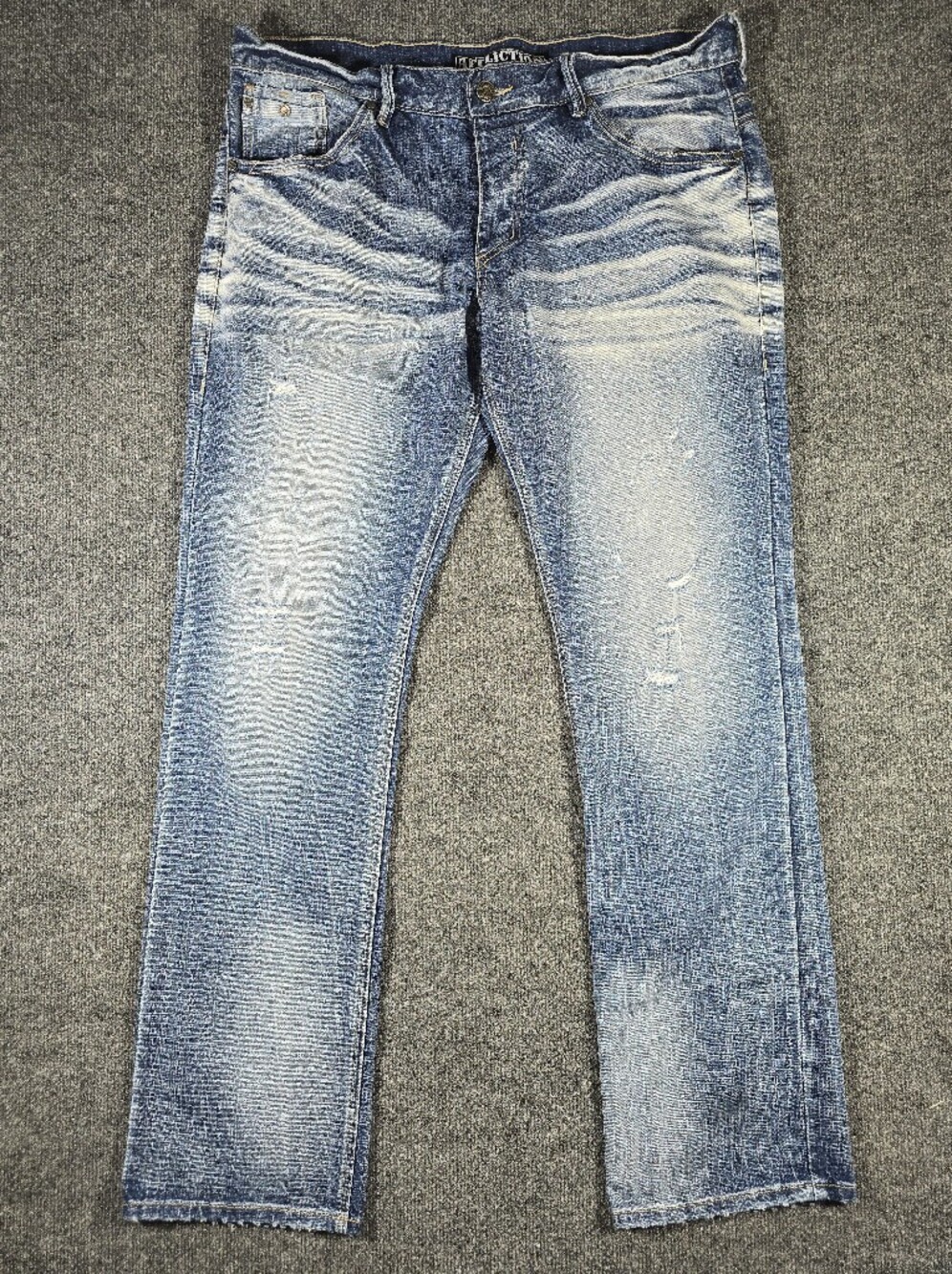 Affliction ACE Men’s Distressed Straight Leg Jeans Size 38 Blue Wash